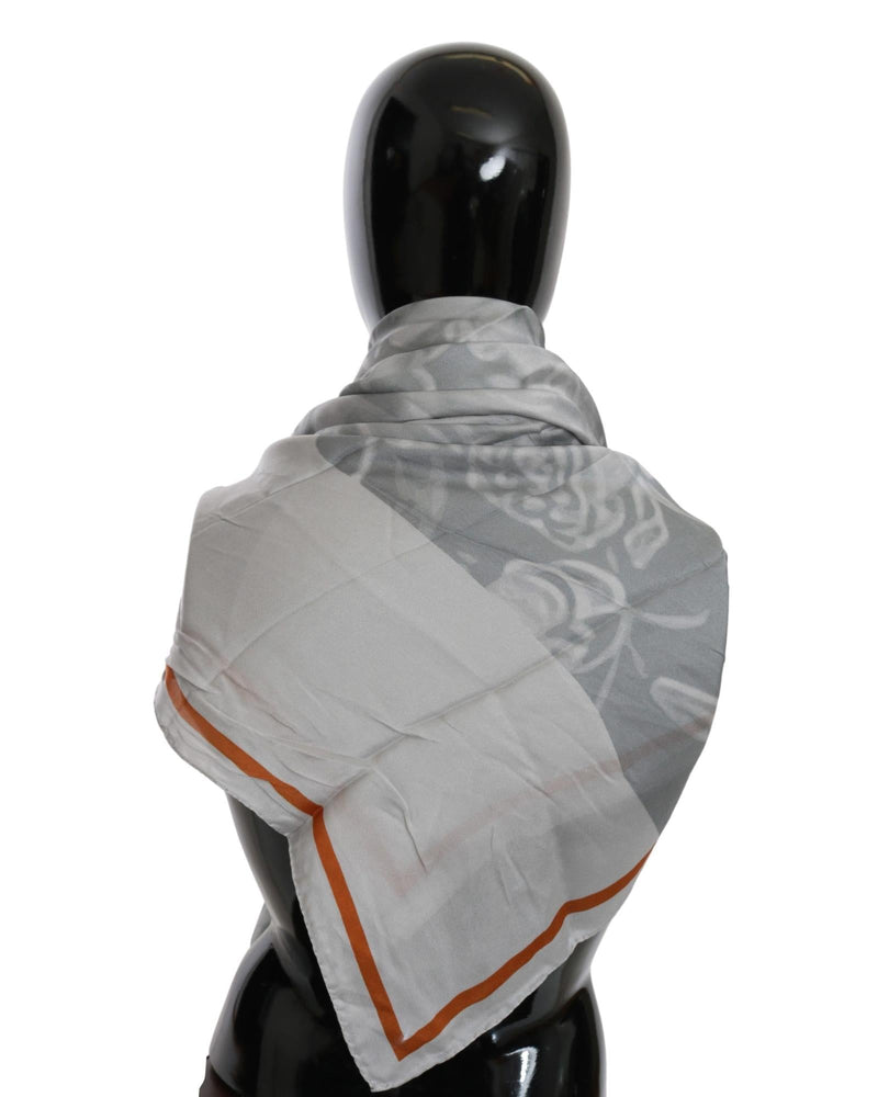 Costume National Women's Gray Orange Silk Floral Foulard Wrap Scarf - One Size - NuSea