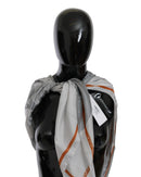 Costume National Women's Gray Orange Silk Floral Foulard Wrap Scarf - One Size - NuSea