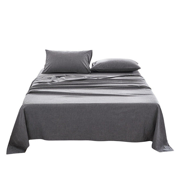 Cosy Club Cotton Bed Sheets Set Black Cover Single - NuSea
