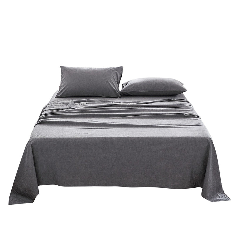 Cosy Club Cotton Bed Sheets Set Black Cover Single - NuSea
