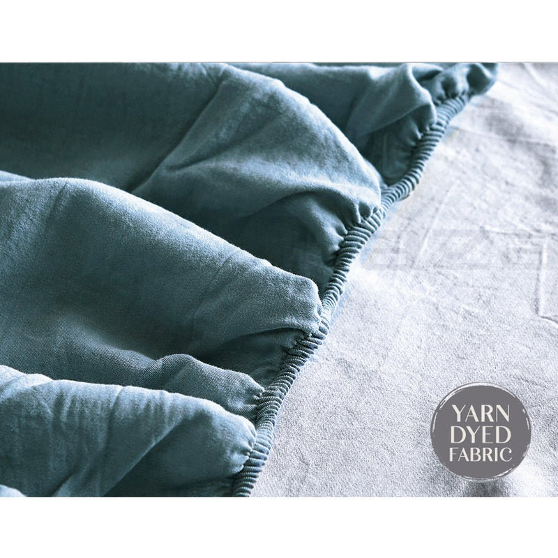 Cosy Club Cotton Bed Sheets Set Blue Grey Cover Double - NuSea