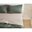 Cosy Club Cotton Bed Sheets Set Green Beige Cover Double - NuSea