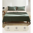 Cosy Club Cotton Bed Sheets Set Green Beige Cover Double - NuSea