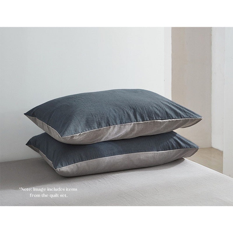 Cosy Club Cotton Bed Sheets Set Navy Grey Cover Single - NuSea