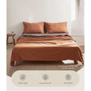 Cosy Club Cotton Bed Sheets Set Orange Brown Cover Double - NuSea