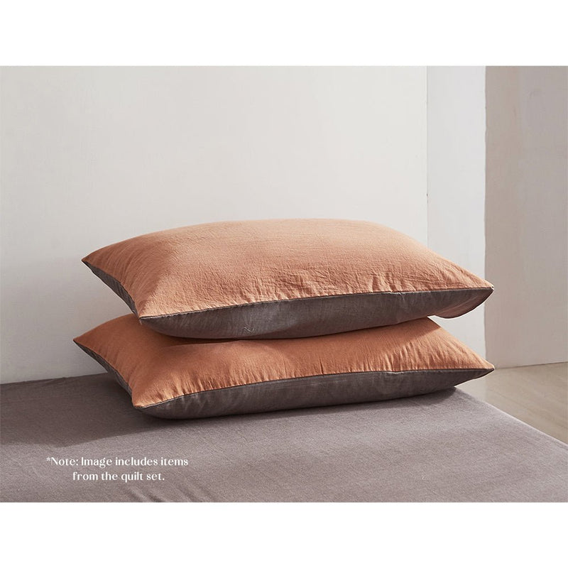 Cosy Club Cotton Bed Sheets Set Orange Brown Cover Double - NuSea