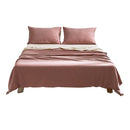 Cosy Club Cotton Bed Sheets Set Red Beige Cover Double - NuSea
