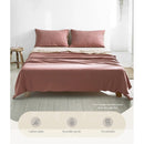 Cosy Club Cotton Bed Sheets Set Red Beige Cover Single - NuSea