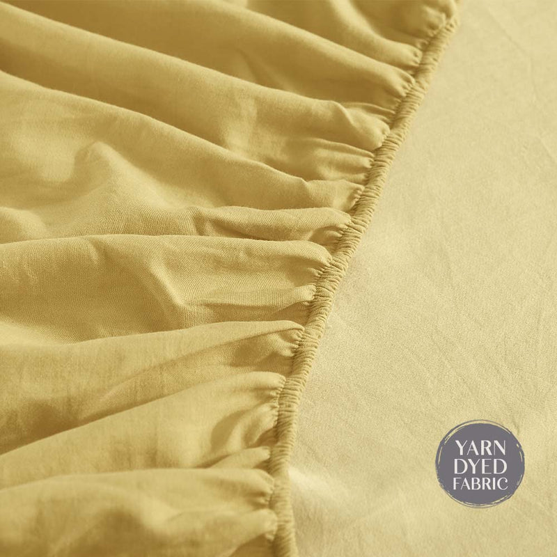 Cosy Club Cotton Bed Sheets Set Yellow Cover Single - NuSea