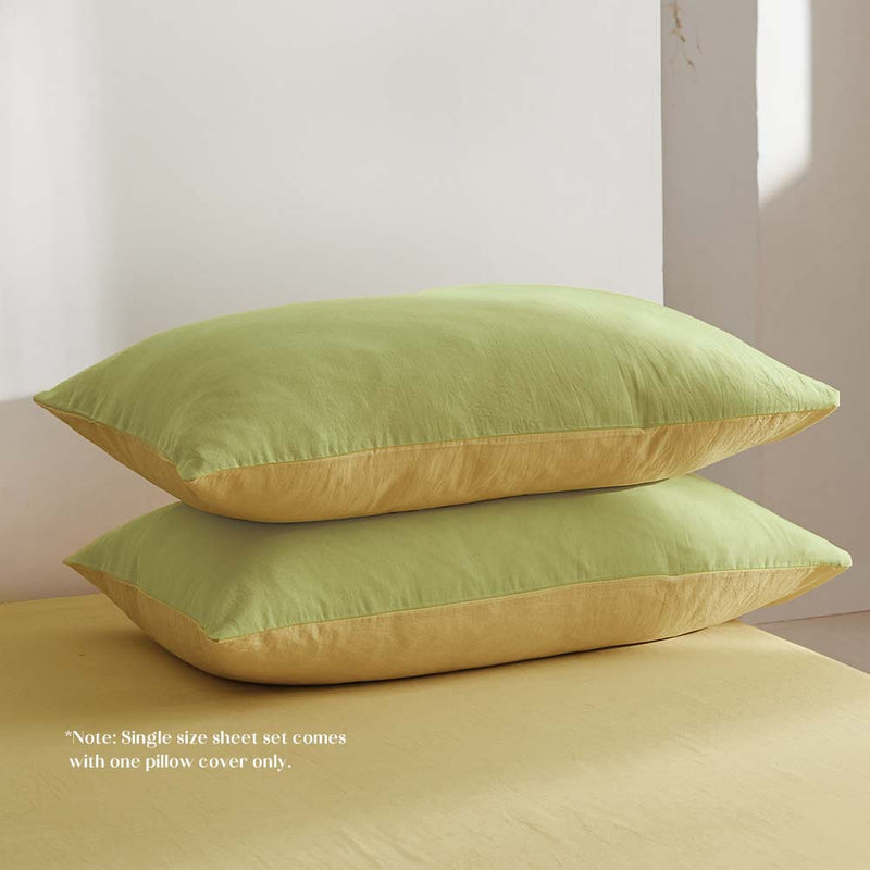 Cosy Club Cotton Bed Sheets Set Yellow Cover Single - NuSea