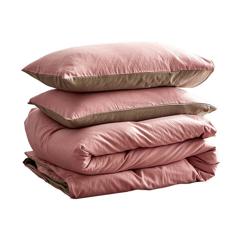 Cosy Club Cotton Cover Quilt Cover Set Blush Beige Single - NuSea