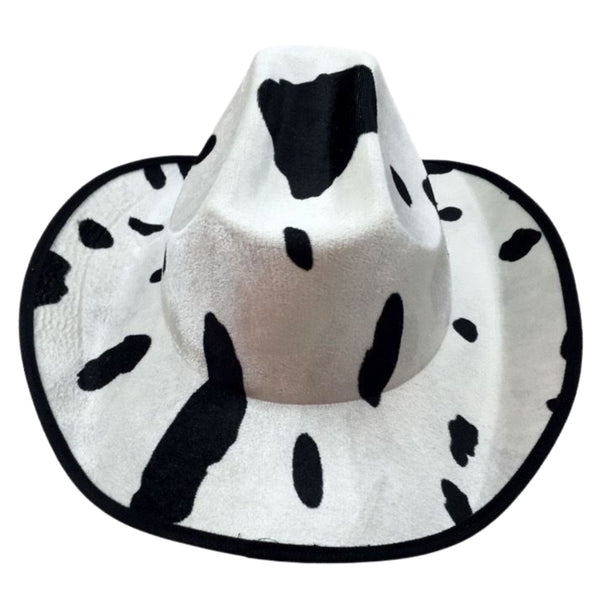 COW HAT Adult Cowboy Cowhide Print Wild West Costume Party Fancy Dress Fedora - NuSea