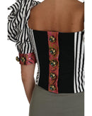 Cropped Top with Puff Sleeves and Crystal Button Embellishment 42 IT Women - NuSea