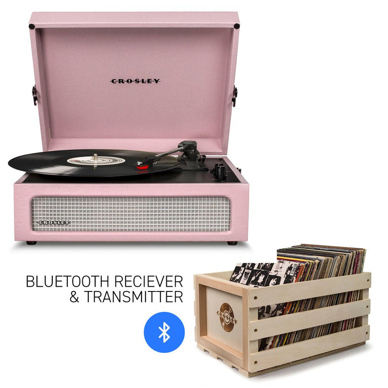 CROSLEY Crosley Voyager Amethyst - Bluetooth Portable Turntable & Record Storage Crate - NuSea