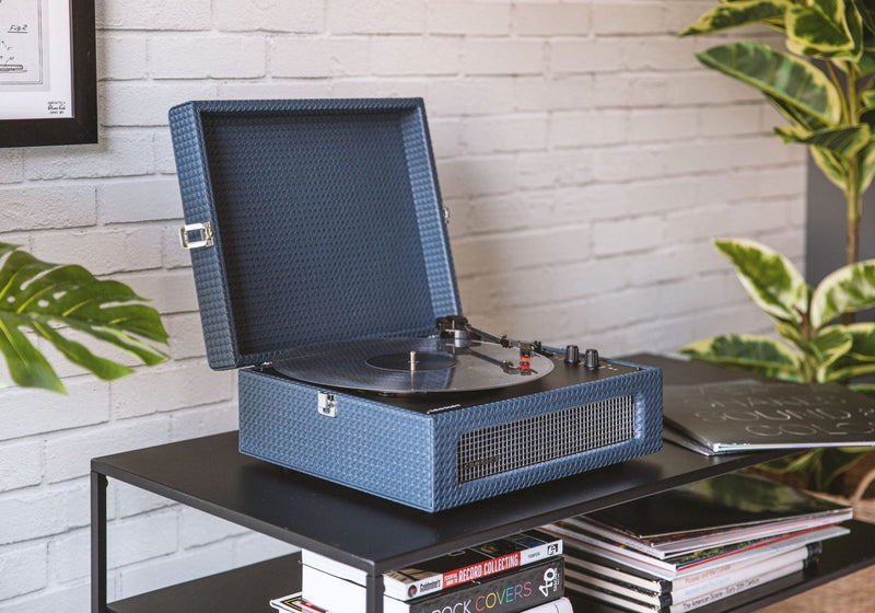 CROSLEY Crosley Voyager Navy - Bluetooth Portable Turntable & Record Storage Crate - NuSea