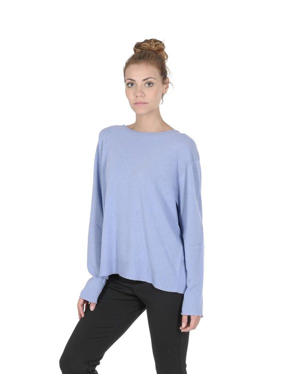 Crown of Edinburgh Cashmere Women's Cashmere Boatneck Sweater in Sky blue - M - NuSea