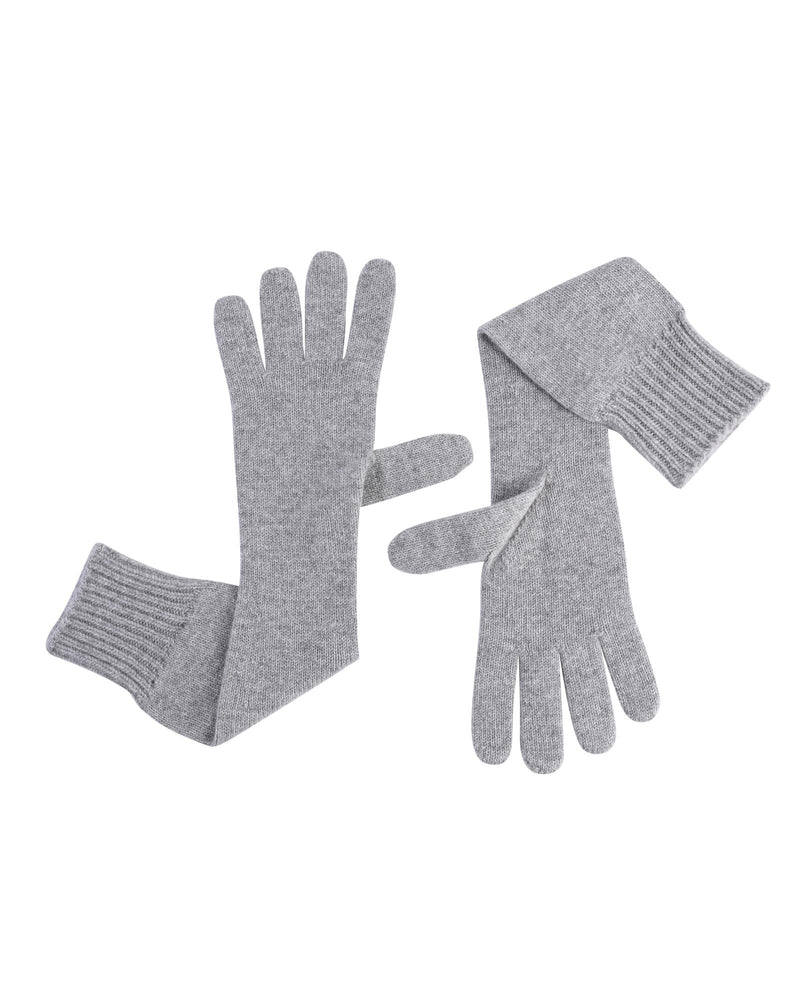 Crown of Edinburgh Cashmere Women's Cashmere Womens Long Gloves in Grigio Perla - M - NuSea