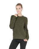 Crown of Edinburgh Cashmere Women's Cashmere Womens Round Neck Sweater in Khaki - 40 EU - NuSea