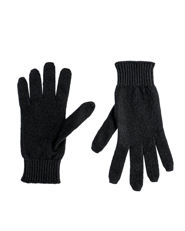 Crown of Edinburgh Cashmere Women's Luxury Cashmere Womens Short Gloves in Black - L - NuSea