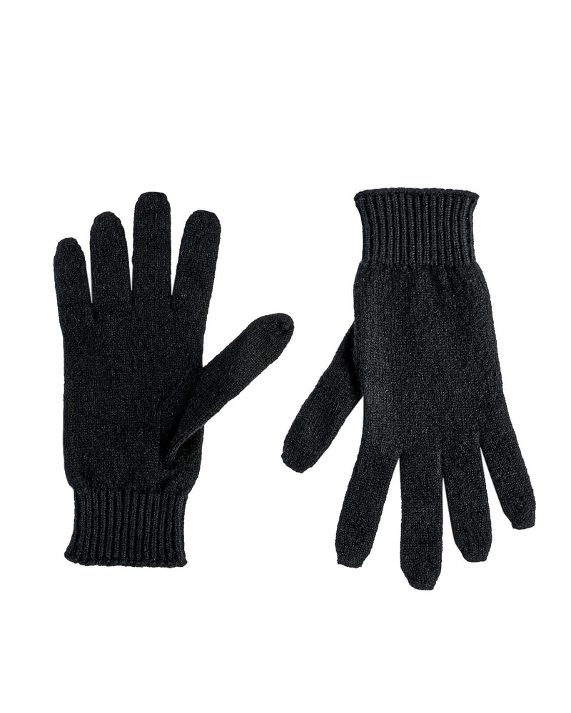 Crown of Edinburgh Cashmere Women's Luxury Cashmere Womens Short Gloves in Black - M - NuSea