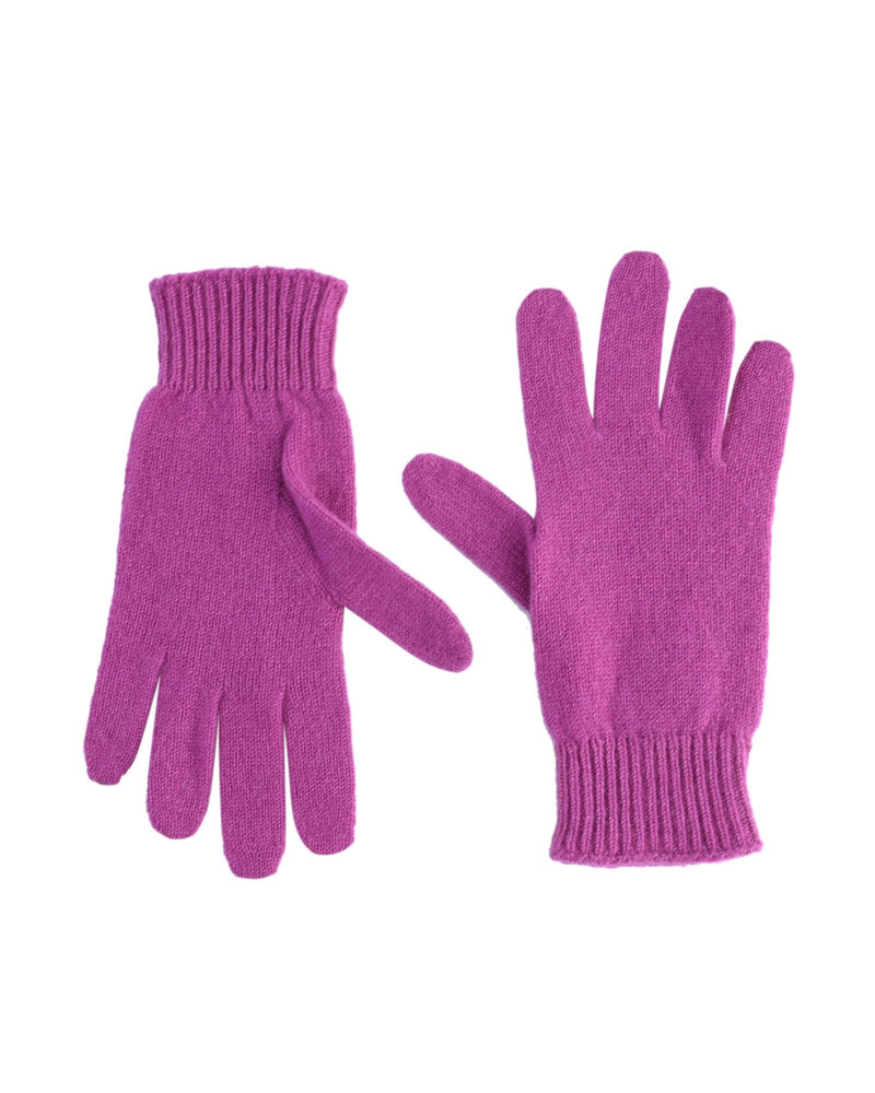 Crown of Edinburgh Cashmere Women's Luxury Cashmere Womens Short Gloves in Ciclamino - M - NuSea