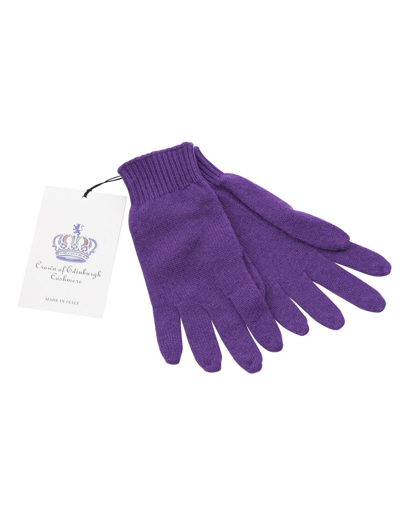 Crown of Edinburgh Cashmere Women's Luxury Cashmere Womens Short Gloves in Purple - M - NuSea