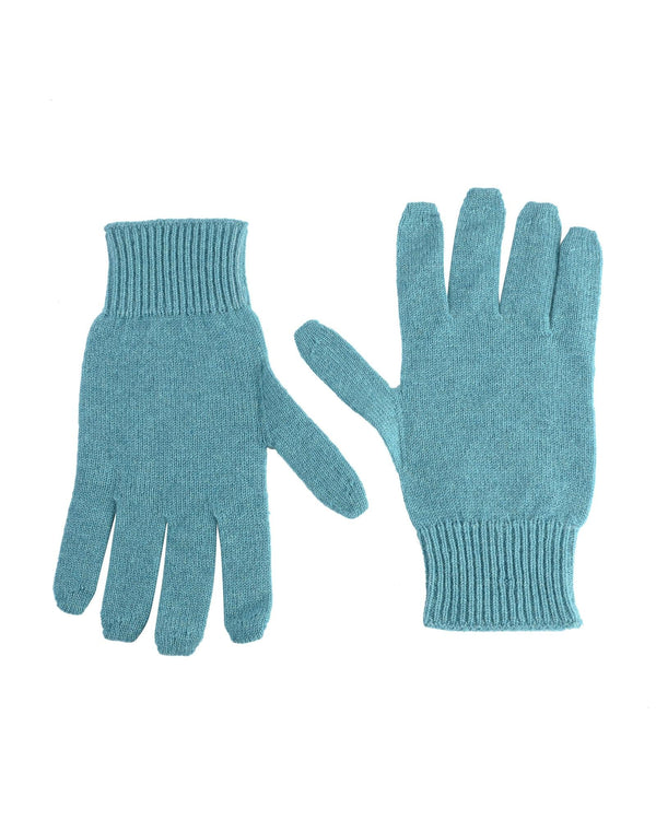 Crown of Edinburgh Cashmere Women's Luxury Cashmere Womens Short Gloves in Sky blue - M - NuSea