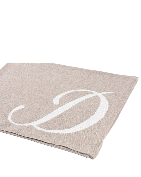 Crown of Edinburgh Cashmere Women's Monogrammed Cashmere Letter Scarf in Camel - One Size - NuSea