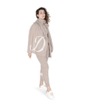 Crown of Edinburgh Cashmere Women's Monogrammed Cashmere Letter Scarf in Camel - One Size - NuSea