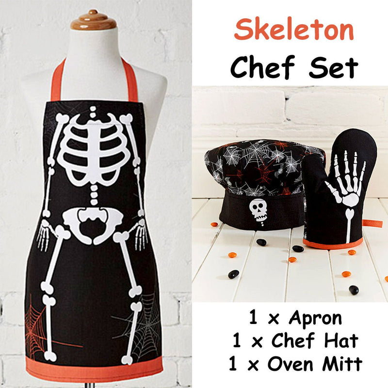 Cubby House Kids Set of 3 Skeleton Halloween Children Kids Kitchen Chef Set - NuSea