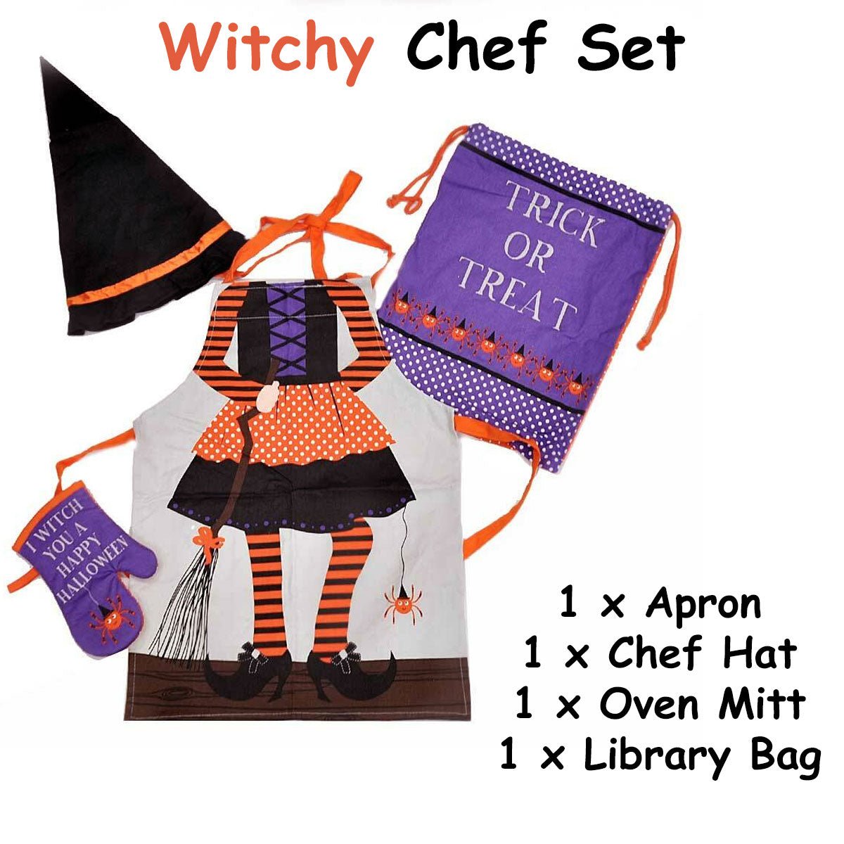 Cubby House Kids Set of 4 Witchy Children Kids Halloween Kitchen Chef Set - NuSea