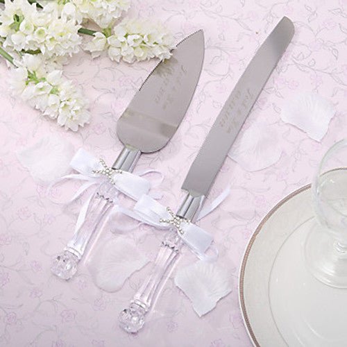 Cutting Cake Knife and Silver Blade Cake Server Set Wedding Anniversary Engagement Birthday Party Gift Boxed - NuSea