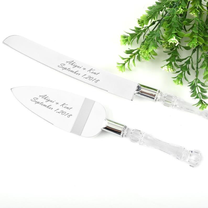 Cutting Cake Knife and Silver Blade Cake Server Set Wedding Anniversary Engagement Birthday Party Gift Boxed - NuSea
