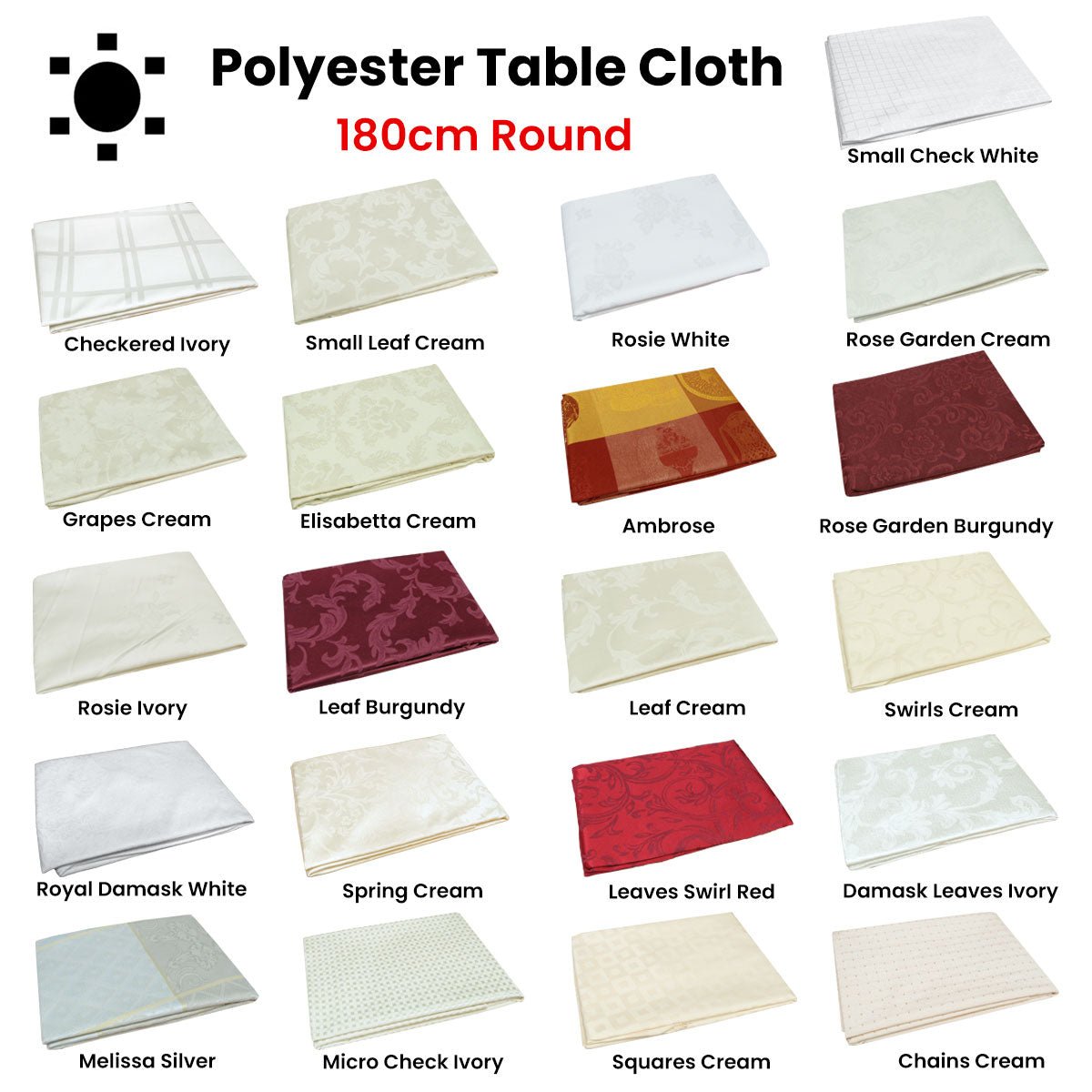 Damask Jacquard Polyester Tablecloth 180cm Round Grapes Cream - NuSea