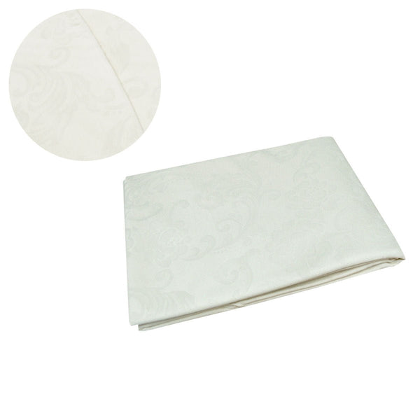 Damask Jacquard Polyester Tablecloth 180cm Round Rose Garden Cream - NuSea