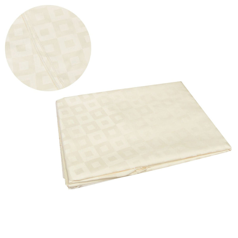 Damask Jacquard Polyester Tablecloth 180cm Round Squares Cream - NuSea