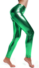 DELUXE METALLIC LEGGINGS Shiny Neon Stretch Dance Costume Fancy Dress Party - Green - NuSea