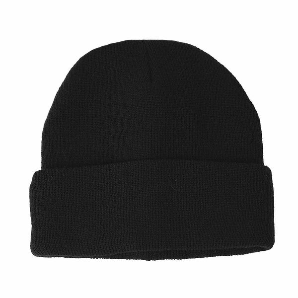 DENTS Fine Knit Turn Up Beanie Warm Winter Hat Plain Ski Thermal - Black - NuSea