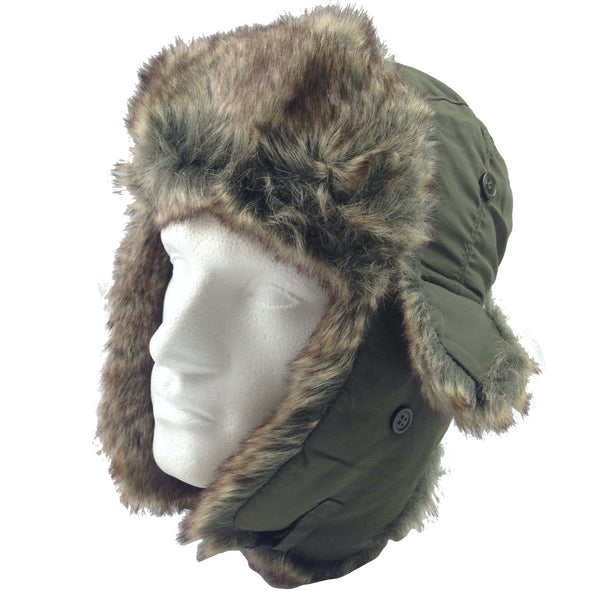 DENTS Russian Ushanka Trapper Hat Ski Army Aviator Trooper - Khaki - 55cm - NuSea
