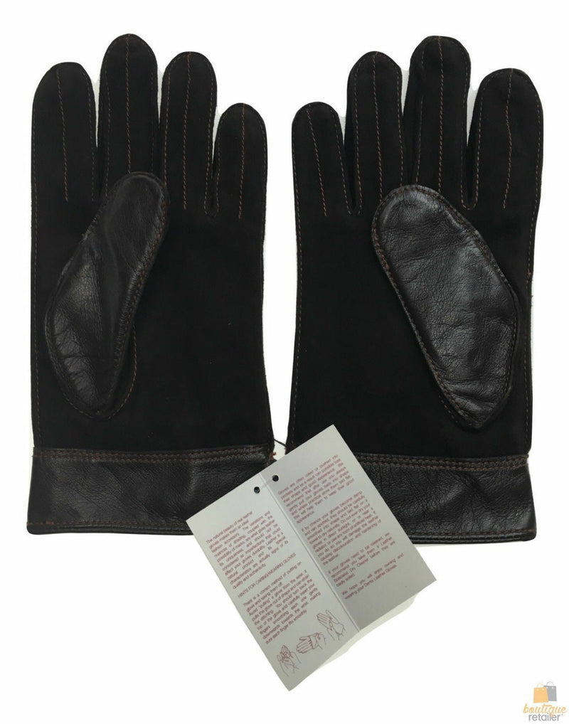 DENTS Sheepskin Leather Gloves with Detail Mens Warm Winter ML8043 - Brown - Small - NuSea