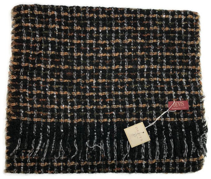 DENTS Womens Checked Weave Scarf Wool Blend Winter Warm - Berry - NuSea