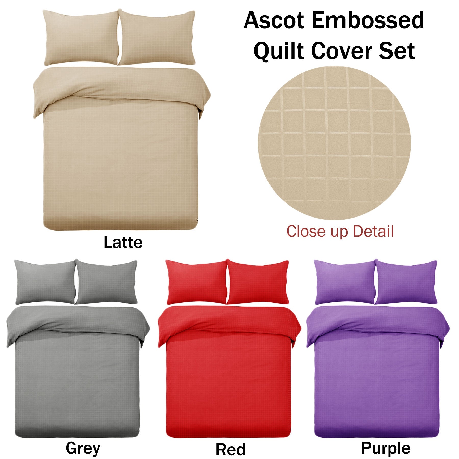 Designer Selection Ascot Embossed Quilt Cover Set Latte King - NuSea