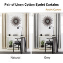 Designers Choice Pair of Linen Cotton Coated Eyelet Curtains Natural 140 x 213cm - NuSea