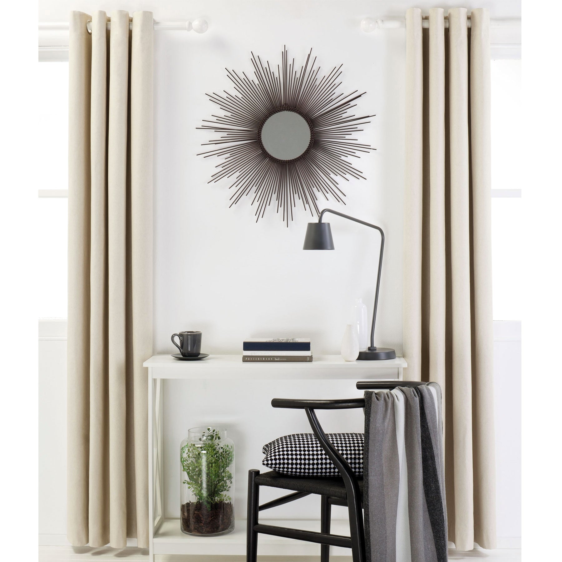 Designers Choice Pair of Linen Cotton Coated Eyelet Curtains Natural 140 x 213cm - NuSea