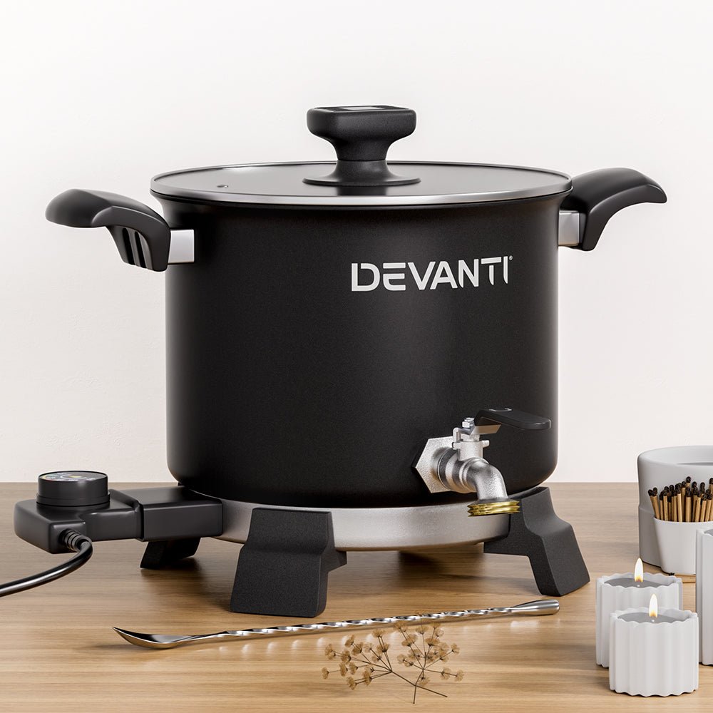 Devanti 5L Wax Melter Candle Making 1200W Melting Pot Furnace Quick Pour Spout Soy Soap - NuSea
