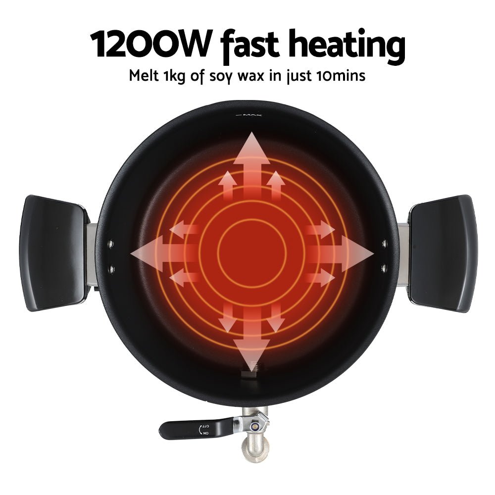 Devanti 5L Wax Melter Candle Making 1200W Melting Pot Furnace Quick Pour Spout Soy Soap - NuSea