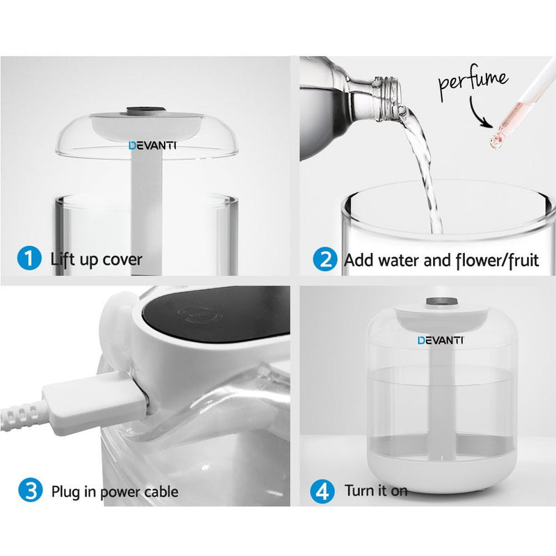 Devanti Aroma Diffuser Aromatherapy Humidifier 1L - NuSea