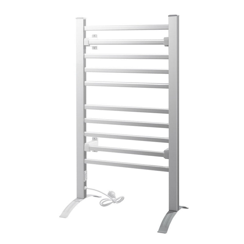 Devanti Electric Heated Towel Rail Rack 10 Bars Freestanding Clothes Dry Warmer - NuSea
