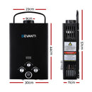 Devanti Portable Gas Water Heater 8L/Min LPG System Black - NuSea