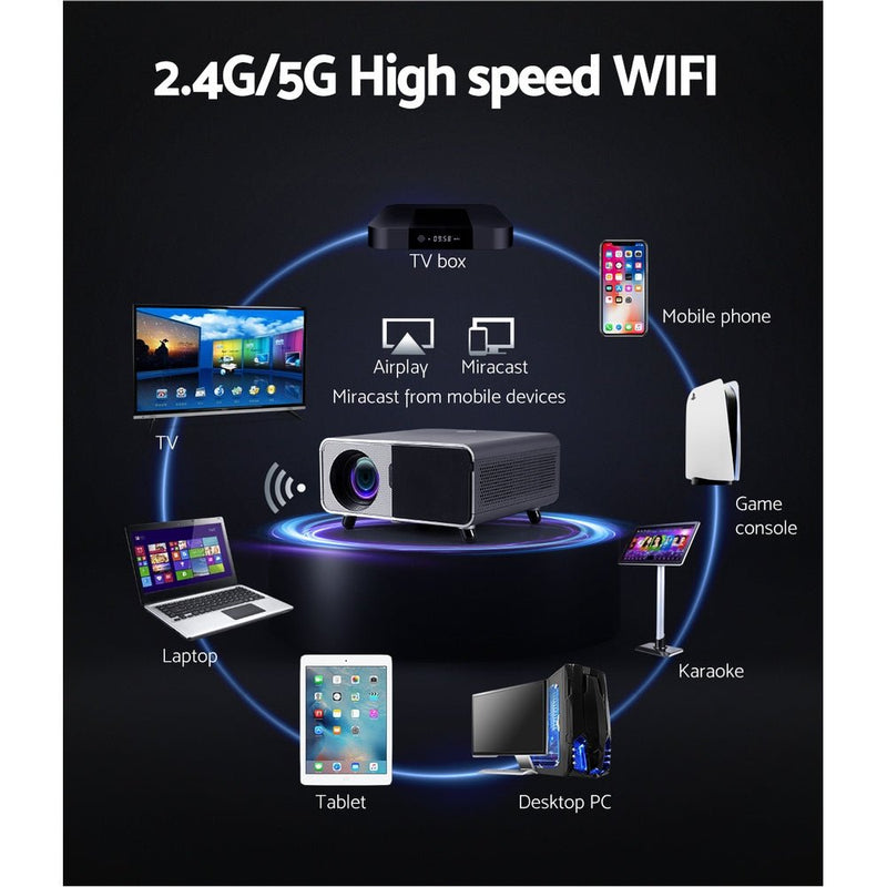 Devanti Portable Wifi Video Projector 4K 2.4G/5G Home Theater HDMI 1080P - NuSea